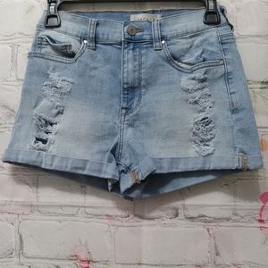 Pacsun lightwash blue distressed shorts size 27